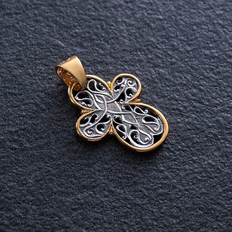 Срібний хрестик з позолотою 131790 від ювелірного магазину Онікс - 4