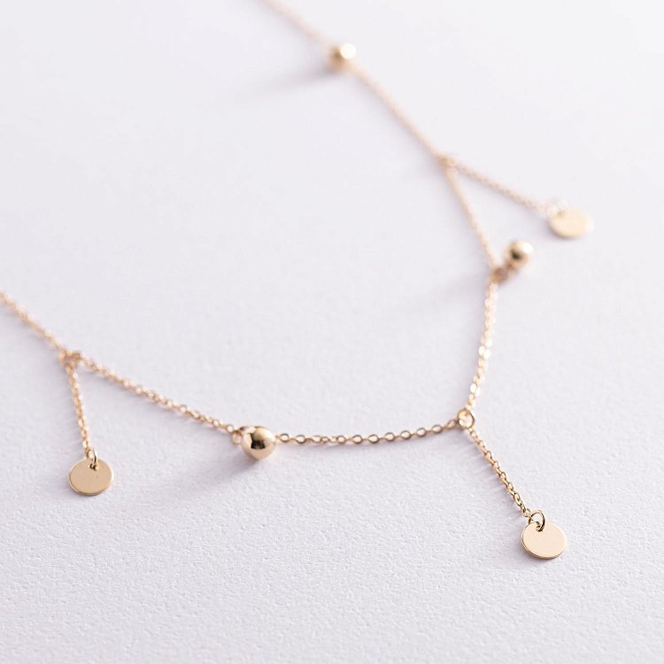 Колье с монетками в желтом золоте 860390М от ювелирного магазина Оникс - 2