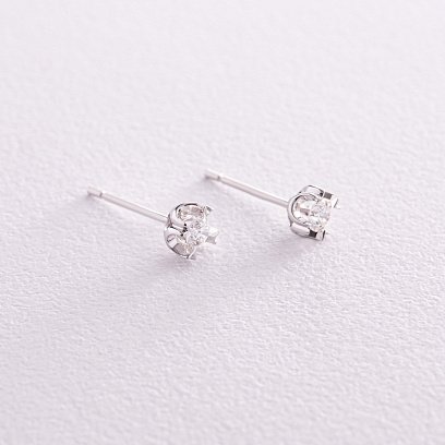 Золоті сережки - пусети з діамантами сб0038cha №3