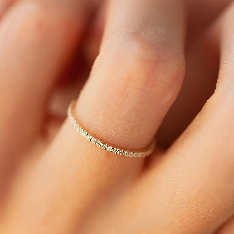 Каблучка з доріжкою діамантів (жовте золото) 217843121 від ювелірного магазину Онікс - 4