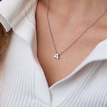 Серебряное колье с буквой "А" 1105 А №2