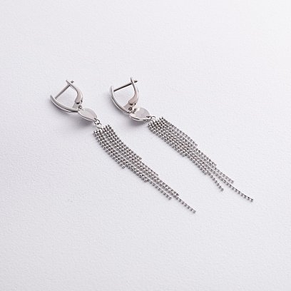 Висячие серьги "Сердечки" в серебре 123479 №2