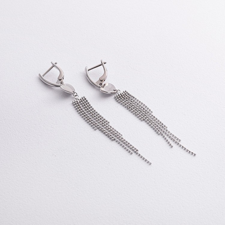 Висячие серьги "Сердечки" в серебре 123479 - 1 Висячие серьги "Сердечки" в серебре 123479 от ювелирного магазина Оникс - 1