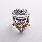 Срібний перстень "Череп з банданою" (чорніння, позолота) 356 от ювелирного магазина Оникс - 5