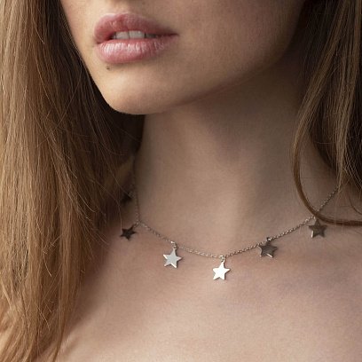 Срібне кольє "Зірочки" 18948 №8