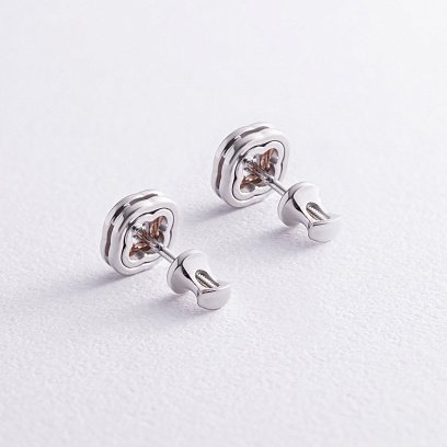 Золотые серьги - пусеты "Клевер" с бриллиантами 334361121 №5