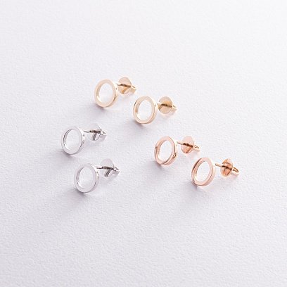 Сережки - пусети "Кругообіг" у жовтому золоті с08304 №3