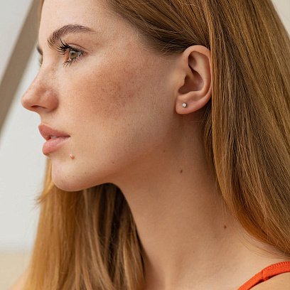 Серьги - пусеты с бриллиантами (белое золото) 331671121 №2