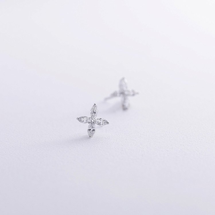 Золоті сережки - пусети з діамантами сб0516sm від ювелірного магазину Онікс - 2