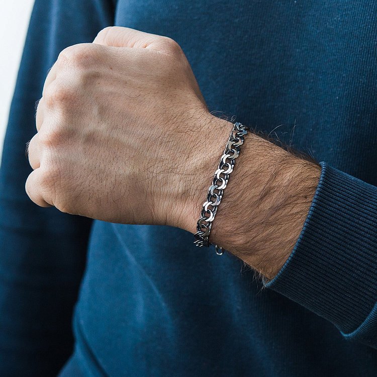 Чоловічий срібний браслет (Гарібальді 1.2 см) ч021843 від ювелірного магазину Онікс - 1