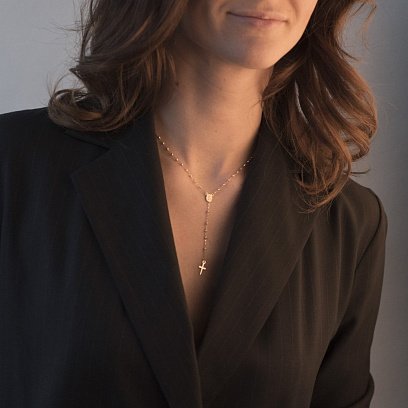 Золоте кольє "Розарій" з хрестиком і ладанкою кол01154 №8