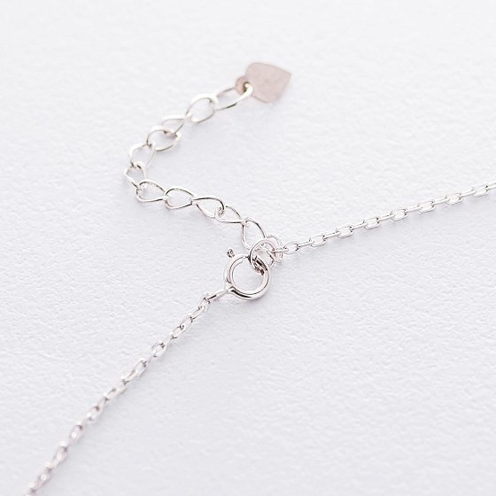 Серебряное колье с сердечком (оникс) 18793 №5