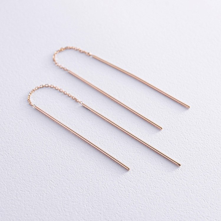 Серьги - протяжки в желтом золоте с07908 от ювелирного магазина Оникс