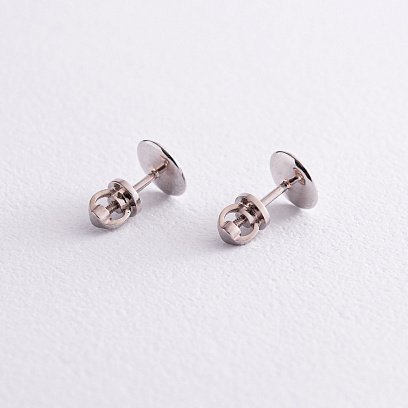 Золотые серьги - пусеты с бриллиантами 318491121 №4