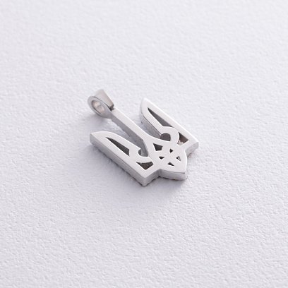 Срібний кулон "Герб України - Тризуб" (блакитні та жовті фіаніти) кулон під чокер 11032 №3