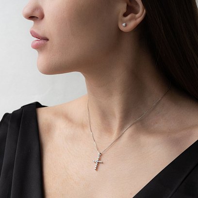 Золотий хрестик з діамантами пб0238ri №2