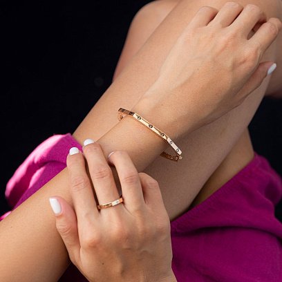 Кольцо в красном золоте "Love" к06666 №2