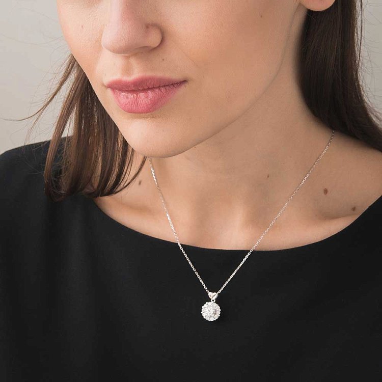 Срібне кольє з фіанітами 18228 від ювелірного магазину Онікс - 3