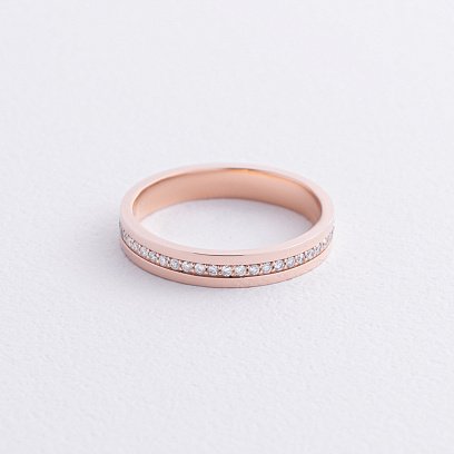 Каблучка з доріжкою діамантів (червоне золото) 236742421 №3