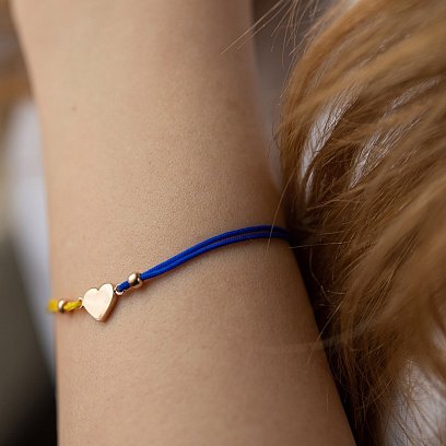 Браслет "Українське серце" у червоному золоті (синя та жовта нитка) б05274 №4