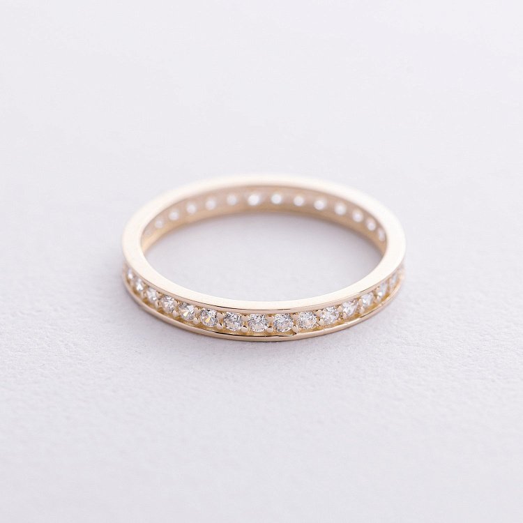 Кольцо с дорожкой фианитов (желтое золото) к08013 от ювелирного магазина Оникс - 4