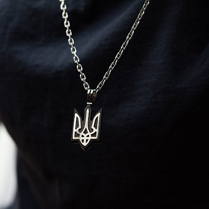 Серебряный кулон "Герб Украины - Тризуб" с эбеновым деревом 959 №9