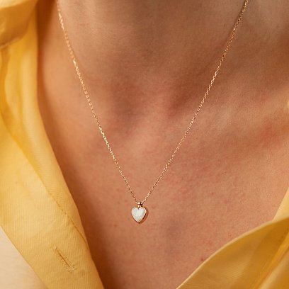 Колье "Сердечко" с синт. опалом (красное золото) кол02413 №2