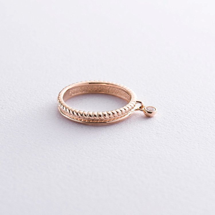 Золотое кольцо с фианитом к06603 от ювелирного магазина Оникс - 3