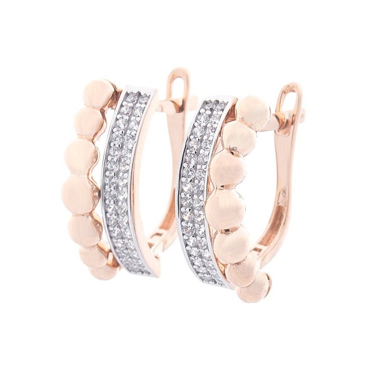 Золотые серьги с фианитами с05092 от ювелирного магазина Оникс