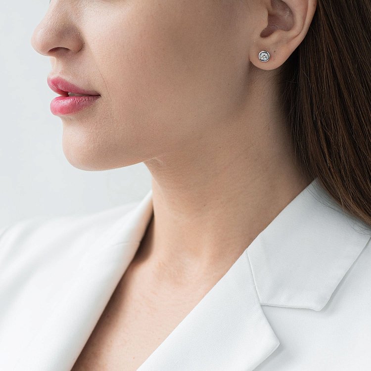 Золотые серьги-пусеты (бриллиант) сб0158arp - 1 Золотые серьги-пусеты (бриллиант) сб0158arp от ювелирного магазина Оникс - 1