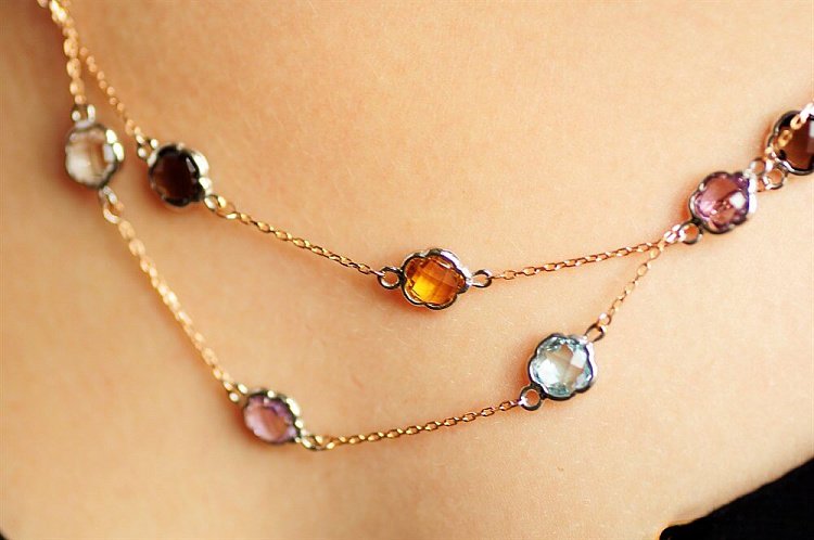 Золотое колье с натуральными камнями кол00535 от ювелирного магазина Оникс - 2