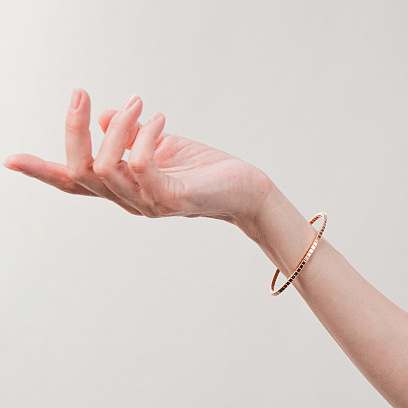 Жесткий золотой браслет "Кубики" б05613 №3