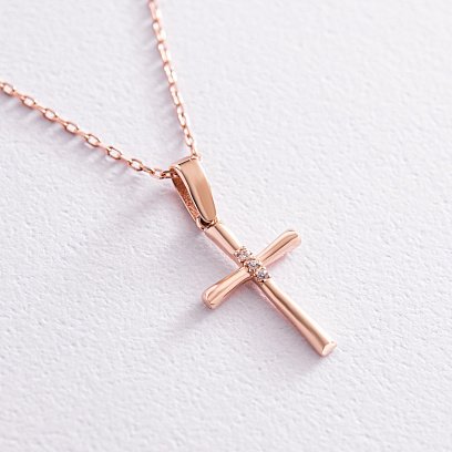 Золоте кольє "Хрестик" з фіанітами кол02190 №9