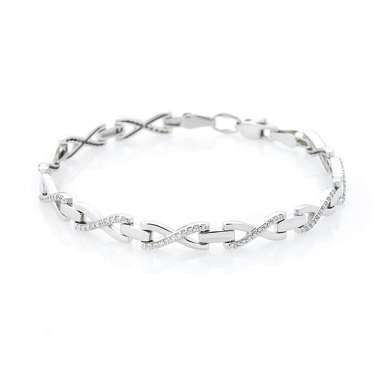 Серебряный браслет "Бесконечность" (фианиты) 14718 от ювелирного магазина Оникс