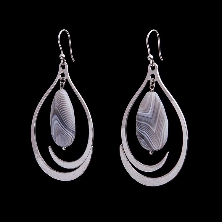 Серьги с агатом 228с45 - 2 Серьги с агатом 228с45 от ювелирного магазина Оникс - 2