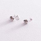 Серебряные серьги - пусеты "Love" с эмалью 123136 от ювелирного магазина Оникс - 2