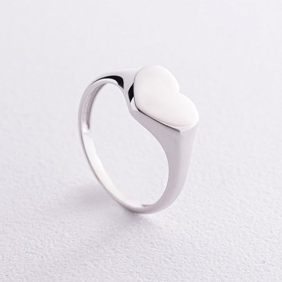 Каблучка "Сердечко" в білому золоті (можливе гравіювання) к07572 №2