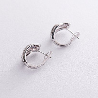 Золоті сережки з діамантами і сапфірами с605 №3