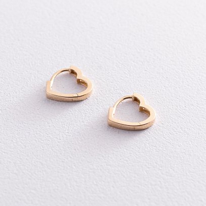 Серьги "Сердечки" в желтом золоте с07421 №4