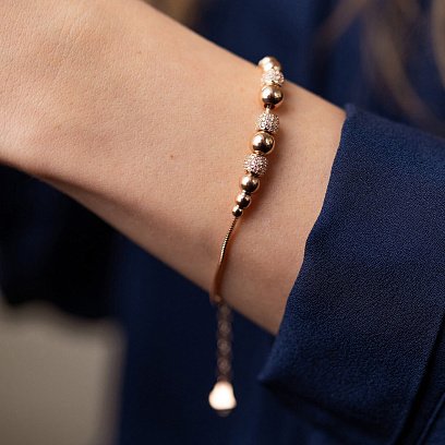 Браслет "Шарики" в красном золоте (фианиты) б05179 №4