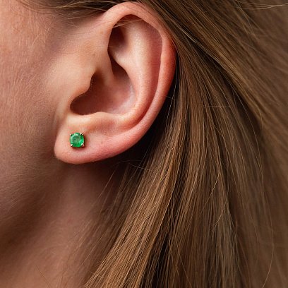 Золоті сережки - пусети зі смарагдами сб0429gl №2