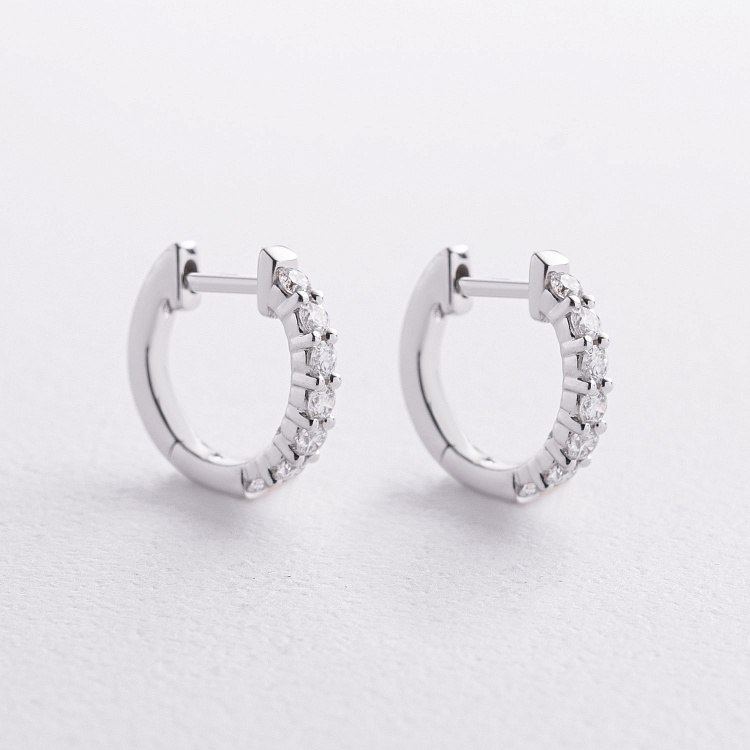 Сережки - кільця в білому золоті (діаманти) сб0733ri від ювелірного магазину Онікс