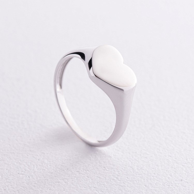 Каблучка "Сердечко" в білому золоті (можливе гравіювання) к07572 від ювелірного магазину Онікс - 2