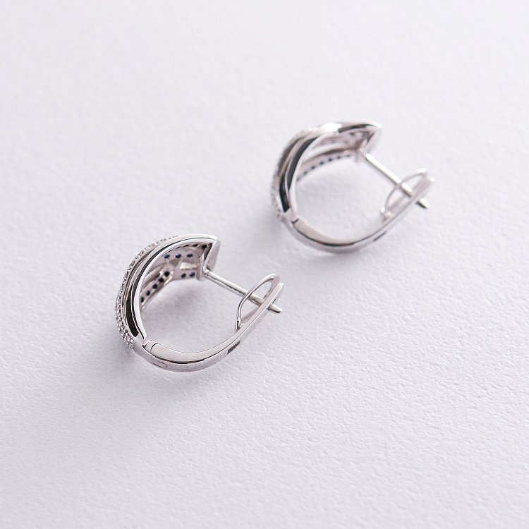 Золоті сережки з діамантами і сапфірами с605 від ювелірного магазину Онікс - 2