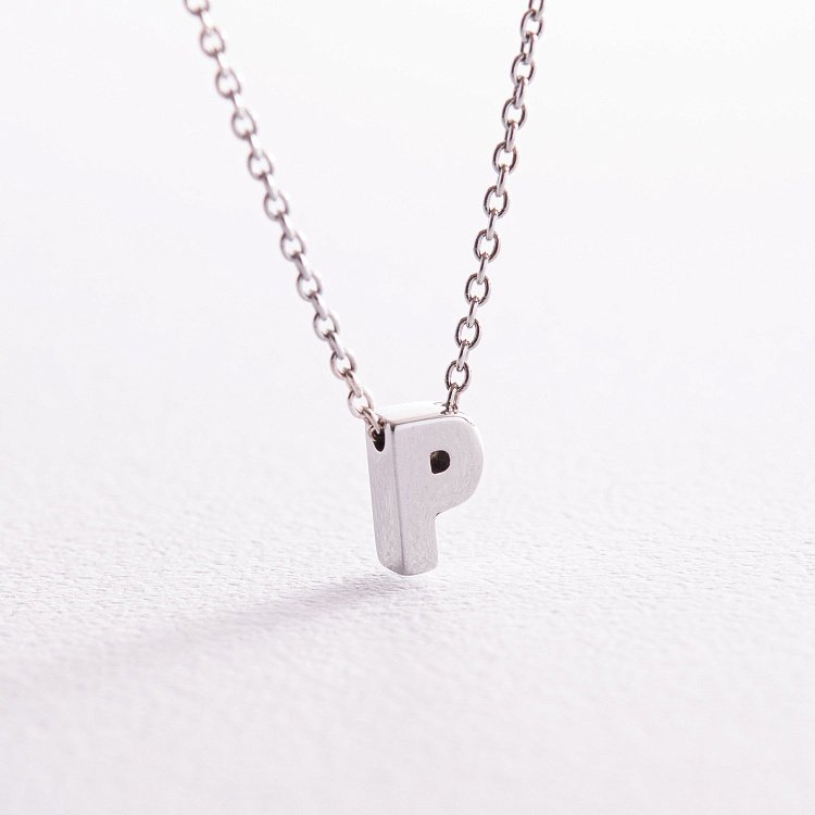 Серебряное колье с буквой "Р" 1105 Р от ювелирного магазина Оникс