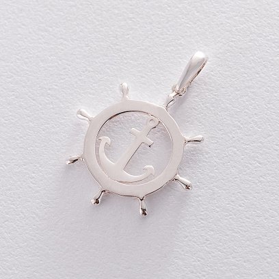 Серебряный кулон Якорь 132495