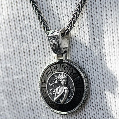 Серебряный кулон "Знак зодиака Дева" с эбеном 1041діва №4