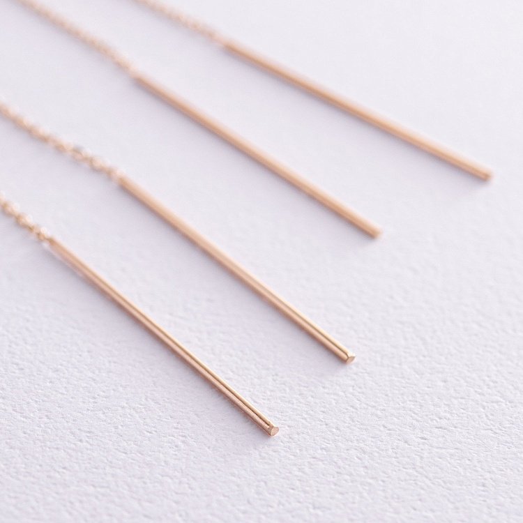 Сережки - протяжки у жовтому золоті с08213 від ювелірного магазину Онікс - 2