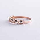 Золотое кольцо "Сердечки" с черными фианитами к07046 от ювелирного магазина Оникс - 4