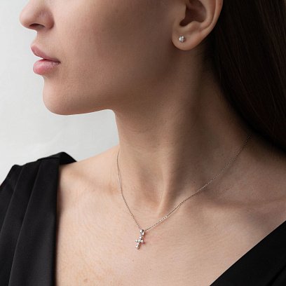 Золотий хрестик з діамантами пб0241ri №4